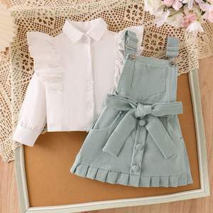 Ensemble cadeau pour nouveau-né, manches bouffantes à volants, bretelles, Ropa De <span class=keywords><strong>Bebe</strong></span>, vêtements d'hiver pour bébé, robe pour filles, body pour bébé - Product Image 2