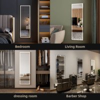 Salon de grande taille Smart Touch mural Stand Up Body Led Floor Long Dressing avec lumière 3 couleurs obscurcissant le miroir pleine longueur
