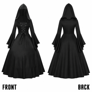 <span class=keywords><strong>Robe</strong></span> de Renaissance Gothique pour Femme, Costume Médiéval d'Halloween avec Corset et Manches Cloche en Velours pour Soirée - Product Image 4