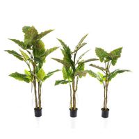 Vente en gros usine – Plante artificielle en pot, feuilles de taro vertes 3D effet naturel, en PE, taille personnalisable, pas cher