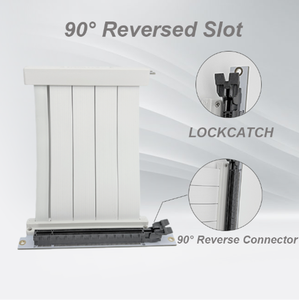 4+1 Dubbele Reverse 90 Graden PCIe 4.0 X16 Verlengkabel Wit Hoge Snelheid Riser GPU Kabel EMI Afgeschermd Flexibel Verticaal - Product Image 4