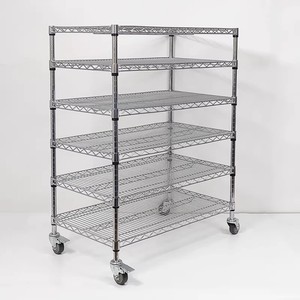 정전기 방지 창고 보관 선반, 두꺼운 풀리 크롬 도금 와이어 메쉬 가정용 금속 선반 - Product Image 5