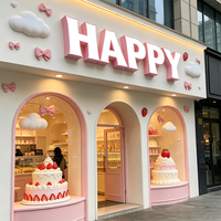 Lettres en relief personnalisées imperméables en gros, lettres LED 3D rétroéclairées roses pour enseignes de boutiques de desserts et de cafés, logo publicitaire extérieur
