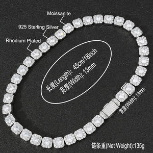 BES personalizado 13mm 925 plata esterlina morganita hielo azúcar cadena collar cubano fiesta moda Hip-hop joyería - Product Image 5