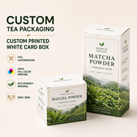 Boîte pliante en carton blanc SBS 18pt avec réduction pour achats en gros, pour emballage de thé matcha en poudre de qualité supérieure, solution personnalisée en carton pour la vente au détail