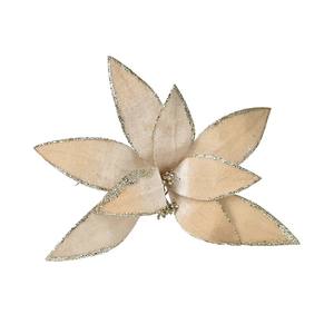 Fleur à longue tige en velours champagne à 9 pétales avec bordure scintillante - Product Image 1