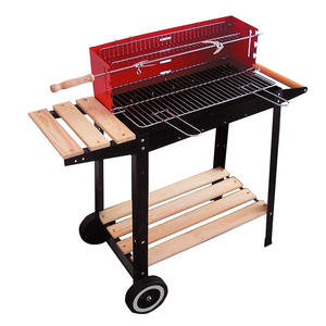 <span class=keywords><strong>Barbecue</strong></span> portable au charbon de bois noir pour l'extérieur, nouvelle conception, <span class=keywords><strong>avec</strong></span> <span class=keywords><strong>table</strong></span> latérale en bois - Product Image 3
