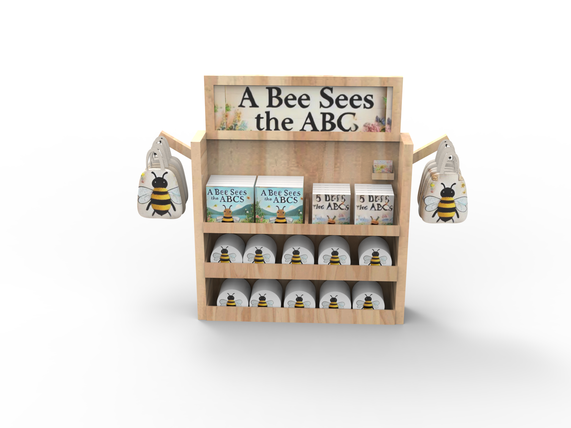 Apache Customized Souvenir Badge Wooden Sticker Display Stand Post Card Book Display Racks for Retail Book Shop — view 2