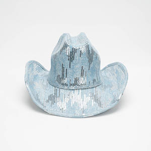 Chapeau en denim à paillettes <span class=keywords><strong>de</strong></span> haute qualité avec large bord, toutes saisons, unisexe, style streetwear, chapeau <span class=keywords><strong>de</strong></span> cowboy pour Y2K, pêche, randonnée - Product Image 3