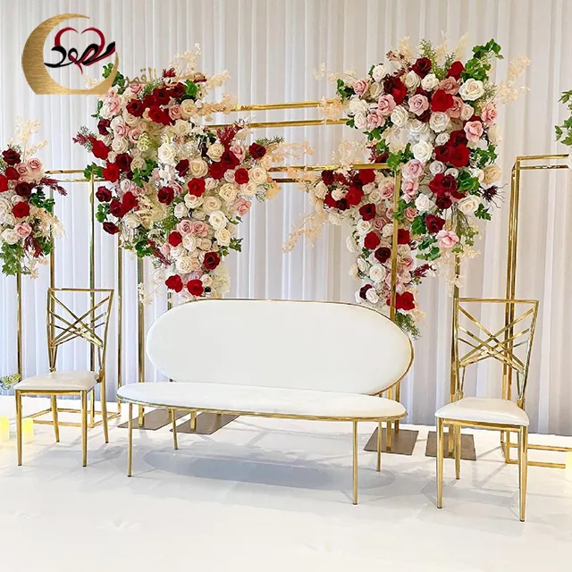 Divano da sposa Love seaters in tessuto oro in acciaio inossidabile