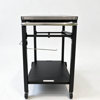 Nouvelle table de barbecue mobile en métal pour l'extérieur, chariot de transport portable pour grils de table et fours à pizza