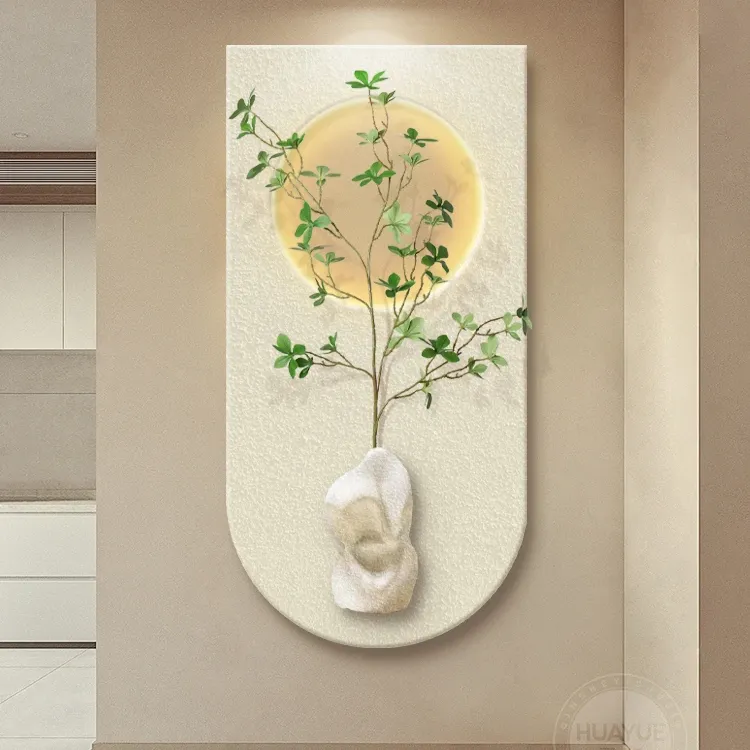 Песчаник трехмерная текстура коридора настенная живопись зеленое растение Настенная живопись со светодиодной подсветкой для домашнего декора