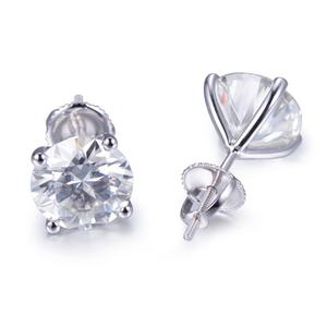 Boucles d'oreilles élégantes en moissanite pour femmes Messi Jewelry MSE-501, quatre griffes, or blanc 18k 14k - Product Image 1