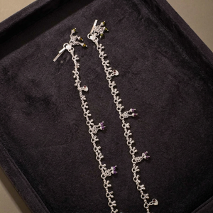 Chevillères élégantes et tendance pour femmes, en argent antique indien, avec serti circulaire, design Payal à la mode - Product Image 4