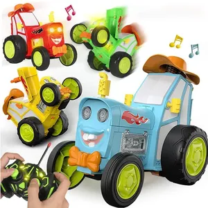 Cartoon Prank Bounce Crazy Jumping Car Upright Walking Swing Stunt Electric Remote Control Dancing Toy Vehicles With Light