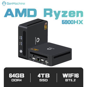 Mini-ordinateur de jeu GenMachine AMD <span class=keywords><strong>Ryzen</strong></span> <span class=keywords><strong>9</strong></span> 5900HX 8 cœurs DDR4 Mini PC 1G LAN Wifi 6 BT 5.2 Win11 3 écrans 2HD 2USB3.0 - Product Image 1