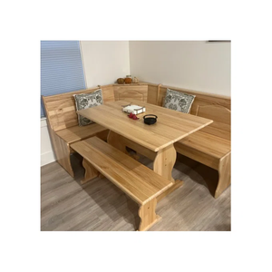 Ensemble de <span class=keywords><strong>coin</strong></span> repas en bois massif avec table et banc, style rustique en pin naturel, <span class=keywords><strong>coin</strong></span> repas de <span class=keywords><strong>cuisine</strong></span>, table de <span class=keywords><strong>coin</strong></span> repas, ensemble de table de <span class=keywords><strong>coin</strong></span> repas pour la maison - Product Image 3