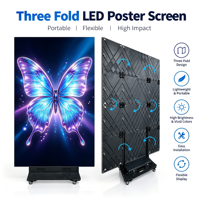 Écran d'affichage LED pliable à trois volets haute luminosité P1.86, affichage publicitaire pliable, affichage numérique d'intérieur, écran d'affichage publicitaire