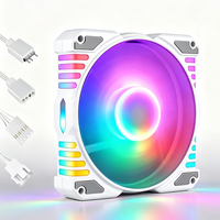Ventilador de Caja QiuzAim de 120 mm ARGB, Ventilador de Refrigeración PWM de 4 Pines, Luz RGB Direccionable de 5 V, Alto Flujo de Aire, Bajo Ruido, Ventilador de Refrigeración para Caja de PC