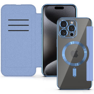 Lujo chapado a prueba de golpes tarjeta bolsillo magnético libro Flip cuero cartera contraportada para IPhone 15 <span class=keywords><strong>Pro</strong></span> Max 14 Plus <span class=keywords><strong>13</strong></span> 12 11 Xs Xr - Product Image 3