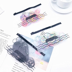 100 Chiếc Bé Mới Biết Đi Dày Không Có Tóc Trái Tim Đàn Hồi Đen Sáng Bóng Đầy Màu Sắc Cao Su Tóc Cao Su Dây Buộc Tóc Trẻ Em Cho Bé Gái - Product Image 6