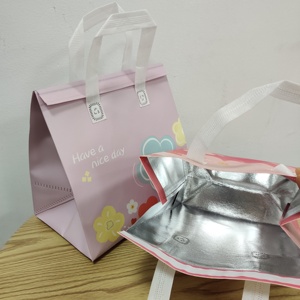 Ice Takeaway Custom Logo Disposable Aluminum Foil Non Woven <b>Cooler</b> Bag Small Cold Hot Drinks Food Delivery Thermal Insulated Bag - Product Image 6