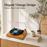 Tourne-disque rétro de haute qualité avec Bluetooth, 3 vitesses (33/45/78 tours), lecteur de disques vinyles en bois, phonographe pour cadeau musical