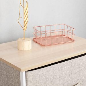 Commode à 4 tiroirs en tissu, 45x30x95 cm, cadre en métal, dessus en bois, unité de rangement mobile - Product Image 5