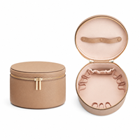 Sac de rangement pour flacons d'huiles essentielles en cuir PU rond de grande capacité, trousse de toilette portable à fermeture éclair pour femmes