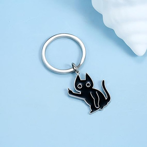 Divertido Llavero de Gato Negro de Dibujos Animados, Colgante de Aleación de Zinc, Regalo - Product Image 1