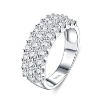 Bague Moissanite VVS1 Couleur D Certifiée GRA Trois Rangs Demi-Éternité en Argent Sterling 925 pour Femme – Fabricant de Bijoux Personnalisés
