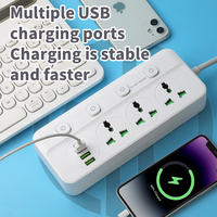 Multiprise universelle avec interrupteurs indépendants, USB Type C, charge rapide, sécurité, ignifuge, multiprise de bureau