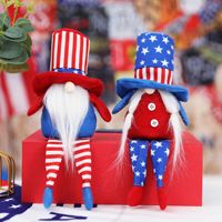 Poupée sans visage à jambes longues, cadeau du Jour de l'Indépendance, poupée en peluche, pendentif couple assis avec chapeau haut pour la Fête Nationale des États-Unis