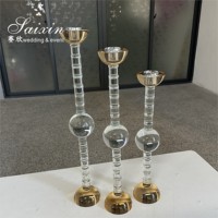 Hot Sale Hohe Hochzeit Tisch dekoration Kerzen ständer 3 Stück Set Hochzeit Gold Kristall Kerzenhalter