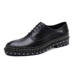 Premium Men's Genuine Leather Oxford Shoes - <b>Bolt</b> Stud Lace Embellished Autumn Luxury Business Formal Manufacturer Supplier - Product Image 2