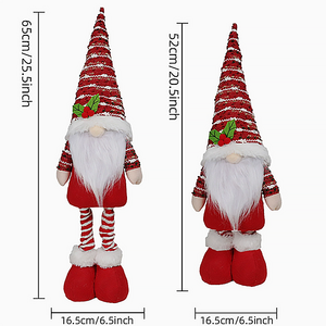 Set di 2 <span class=keywords><strong>Gnomi</strong></span> Natalizi con Dettagli in Alloro e Gambe Estensibili per Decorazioni Festive <span class=keywords><strong>Casa</strong></span> e Feste - Product Image 6