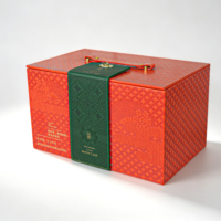 Boîte Cadeau de Luxe en Cuir PU Texturé Orange pour le Festival des Gâteaux de Lune, Coffret de Noël pour Emballage Cadeau de Marques Gastronomiques