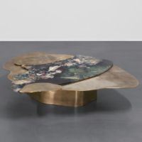 Table en marbre sur mesure, forme triangulaire, table basse irrégulière avec base en acier inoxydable pour la maison, l'hôtel, la villa, luxe