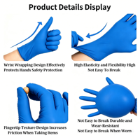 Guantes de Nitrilo Desechables Azules Brillink para Uso Doméstico, Talla Mediana, Sin Polvo, Sin Látex, Impermeables, Duraderos, Cómodos, Resistentes, para Alimentos