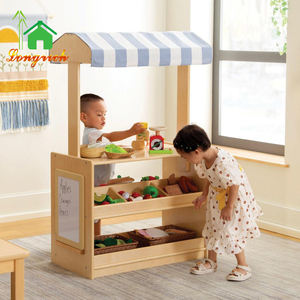 Épicerie pour tout-petits ensemble de jeu de simulation support de marché de Style naturel jouets en bois support de limonade jouer nourriture pour jeu dramatique - Product Image 3
