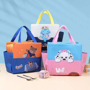Cartoon Color Block <b>Childrens</b> Lunch <b>Bag</b> Large Capacity Insulated Portable For Outdoor <b>Travel</b> Office Use - Product Image 2
