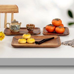 Acacia <strong>Wood</strong> Dinner <strong>Plates</strong> Round Acacia <strong>Wood</strong> <strong>Plate</strong> Set Easy Cleaning Lightweight for Dishes Snack Dessert - Product Image 5