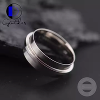 Gentdes Jewelry Blank Rings für Inlay 8MM Silver Titanium Band Herren Ehering