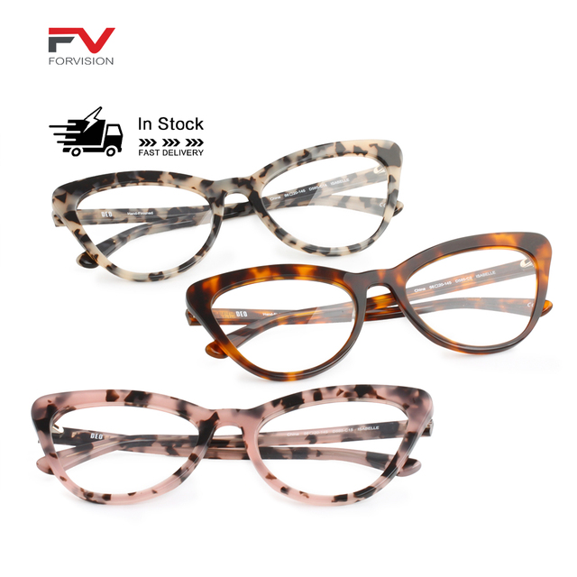 Acetate Cat Eye Hand Made Tortoise Finish Durable Hinge Ready Stock Fast Delivery Wholesale Solid Retro Design Glasses Frames