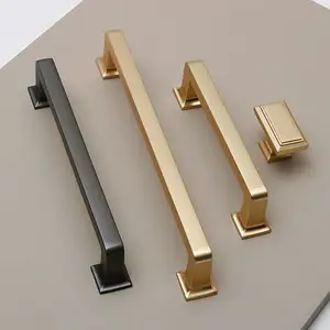 Modern Zinc Alloy Brushed Gold Furniture Pulls Handle Polished Nickel Handle Cabinet Pulls Knobs