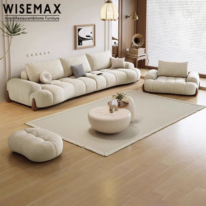 أثاث WISEMAX حديث ردهة فندق الشمال صالون مكتب منزلي أرجل خشبية أريكة قماش كريم مرطب لغرفة المعيشة - Product Image 3