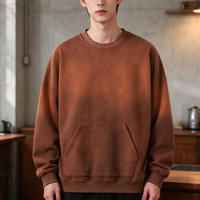 Nouveau design hiver 2027 – Sweat à capuche oversize personnalisé en molleton délavé, tie-dye, effet soleil et usé, col ras du cou