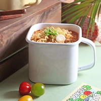 Tasse à lait carrée en émail, vaisselle émaillée personnalisée, bol profond pour nouilles instantanées, 12cm 14cm 16cm, boîte de rangement carrée en émail