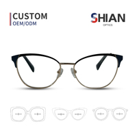 Gafas Ópticas con Marco Metálico Estilo Ojo de Gato para Adultos Unisex - Diseño Semi-Montura, Lentes de PC, Ligeras