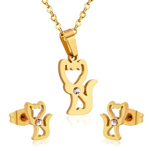 Popular Gold Plated square Stainless Steel Bridal Brand <b>Stud</b> <b>Earring</b> Women Jewelry <b>Set</b> - Product Image 3